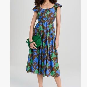 Moon River Brown Floral Midi Dress